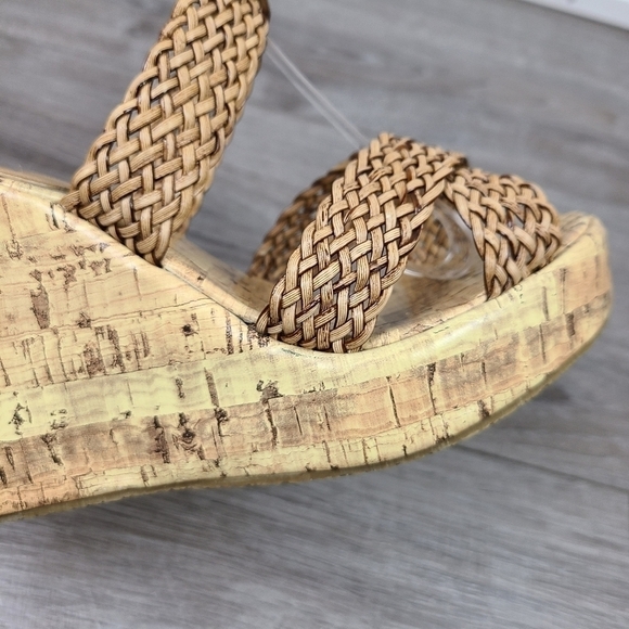 Stepps Tan Woven Strap Wedge Sandals - Picture 10 of 17